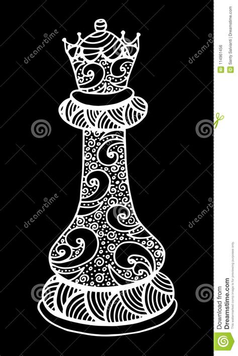 Hand Drawing Doodle Sketch Chess Queen Vector Illustration Art Stock