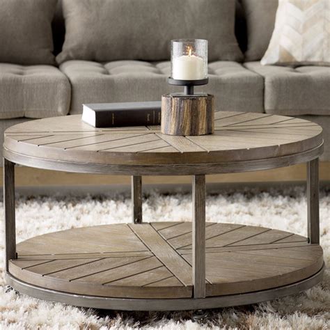 Rustic coffee table with coaster wheels reclaimed pallet wood. Rustic Coffee Table Round Living Room Furniture Industrial ...