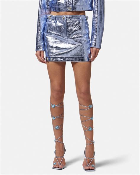 Versace Medusa Metallic Leather Mini Skirt For Women Online Store Eu