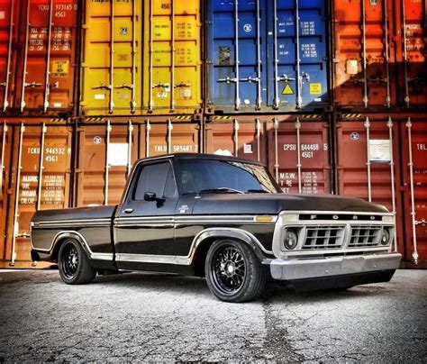 Black Lowered Ford F100 Classic Old Truck Classic Ford Trucks Old