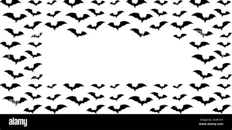 Black Silhouette Of Bats Frame For Halloween Party Invitation Stock