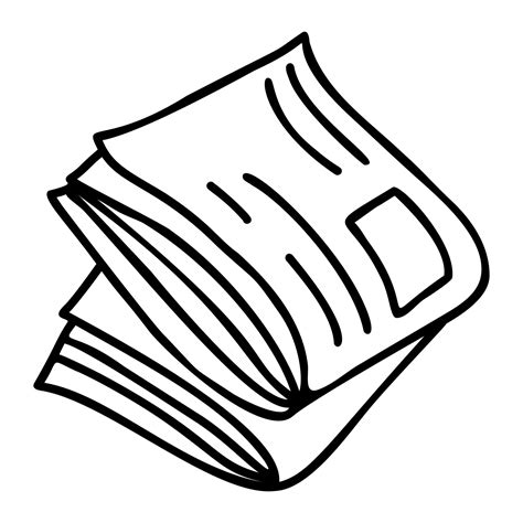 Folded Newspapers Vector Illustration Linear Hand Drawn Doodle Paper