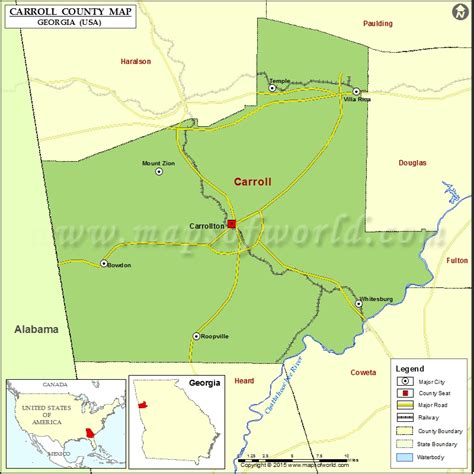 Carroll County Map Map Of Carroll County Georgia