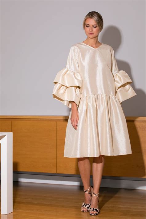 Taffeta Dress Ruffle Sleeve Dress Cocktail Dress A Line Etsy In 2021