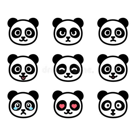 Sistema Del Emoticon De La Panda Ilustración Del Vector Ilustración