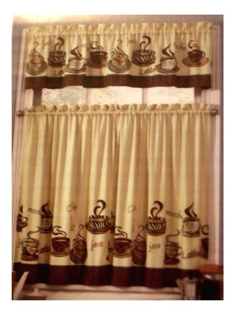 Decorating ideas for a cafe/coffee themed kitchen. Coffee Themed Kitchen Curtains Tiers Valance Set Complete ...