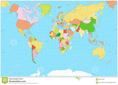 Blank Political World Map Vector Illustration 84421160