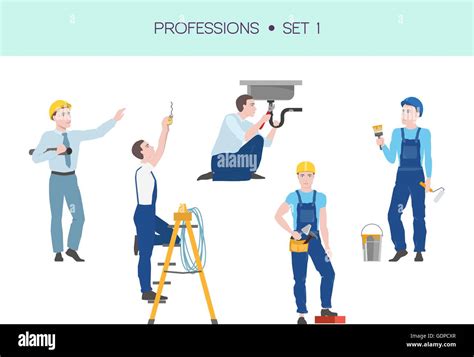 Group Of Workers Vector Set Stock Vector Image And Art Alamy