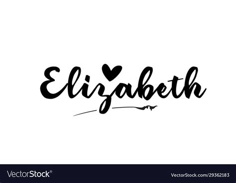 Elizabeth Name Text Word With Love Heart Hand Vector Image