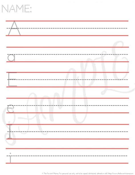 Vowel Tracing Practice Worksheet The Fervent Mama