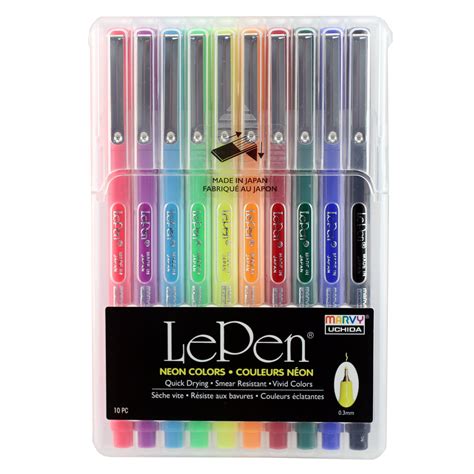 Marvy Uchida Le Pen Felt Tip Pens Neon Color Medium Point 03 Mm