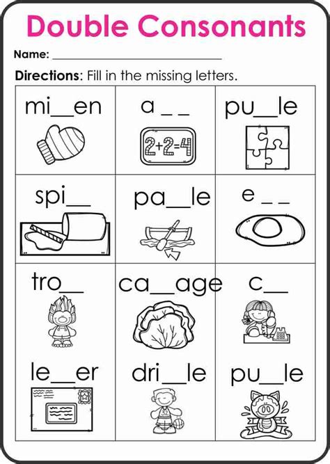 Double Consonant Words Worksheets Montessoriseries