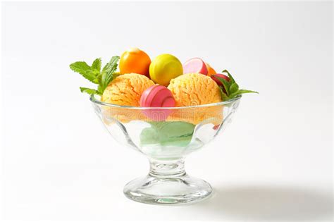 Fruit Flavored Ice Cream And Pralines Stock Photo Image Of Sundae