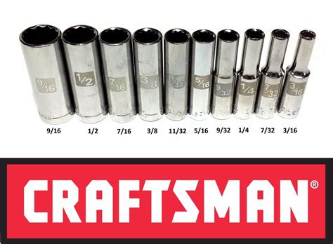 Craftsman Easy Read 10 Pc Standard Sae 14 Drive 12 Point Deep Well