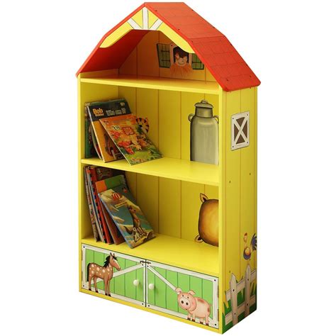 Kids Wooden Barn Bookshelf From The Teamson Happy Farm Room