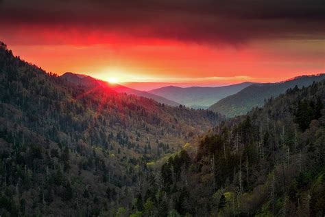 Great Smoky Mountains Gatlinburg Tn Sunset Mountain Landscape