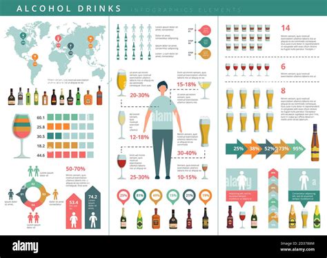 Drink Infographic Glass And Alcohol Drinks Bottles Business World Info