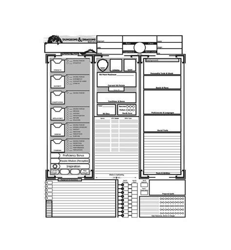 This Listing Is For A Dandd Character Sheet Printable File It Is