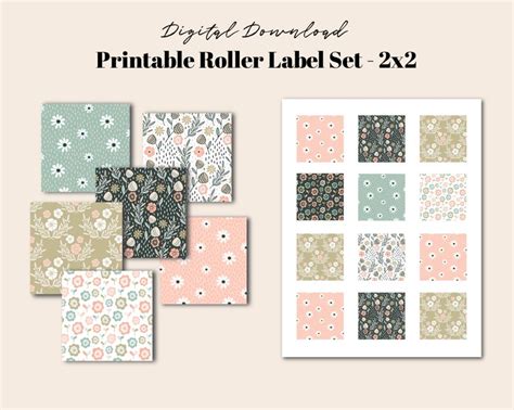 Digital Download Printable Roller Labels 10ml 2x2 Floral Etsy