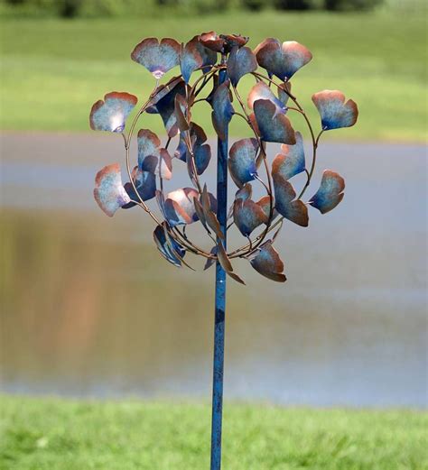 Our Aged Copper Colored Ginkgo Leaf Metal Wind Spinner Is Made From