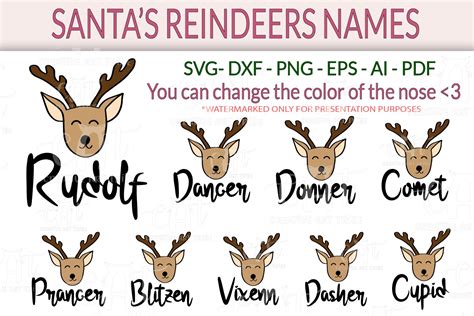 Reindeer Names Bundle 40 Designs Svg Svg File