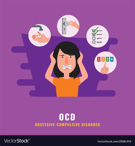 Ocd Obsessive Compulsive Disorder Mental Health Vector Image