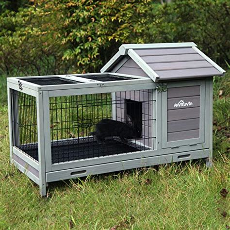 Aivituvin Rabbit Hutch Indoor Bunny Cage Outdoor With Deeper No Leak