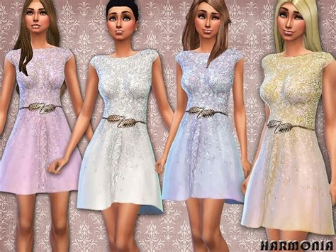 The Sims Resource Haute Couture Embellished Dress By Harmonia • Sims 4
