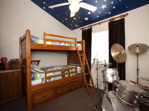 Boys asleep in bunk bed in night bedroom. Photo Page | HGTV