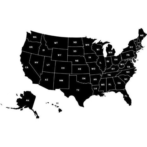 Dana Decals Small Map Of The United States Black Matte Black By Usa