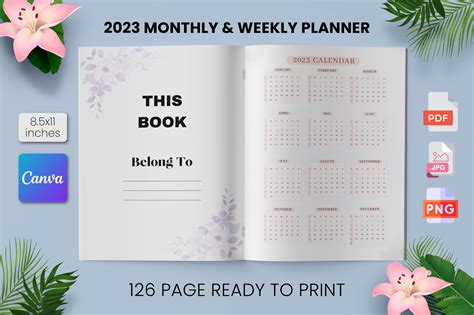 2023 Monthly And Weekly Planner Canva Graphic By Munjixpro · Creative Fabrica