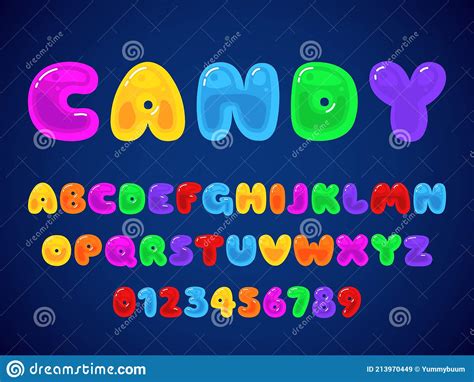 Candy Jelly Font Kids Candies Latin Alphabet Color Delicious Sweet