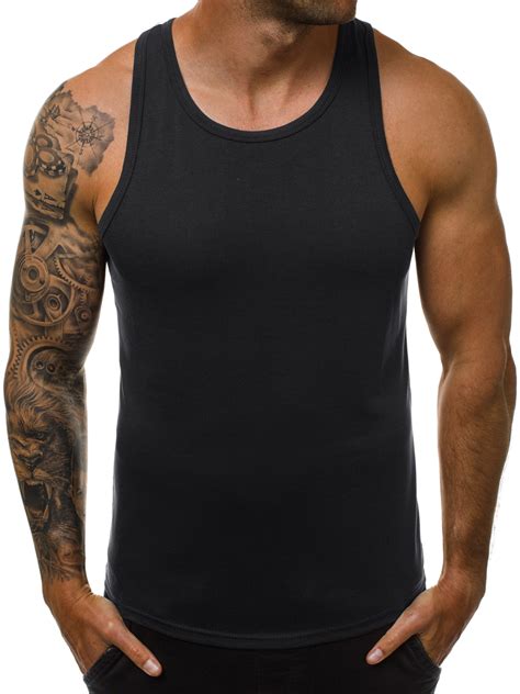 camiseta sin mangas de hombre negra ozonee js 99002 ozonee