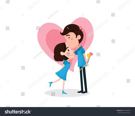 Romantic Valentine Couple Kissing Forehead Royalty Free Stock Vector 547204876