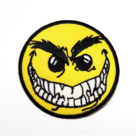 Scary Emoji Patch Yellow Smiley Face Spooky Horror Style Etsy