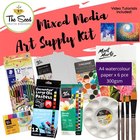Mixed Media Art Supply Kit And Instructional Lessons