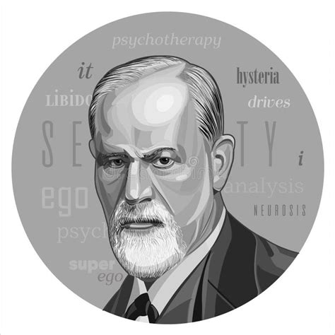 Sigmund Freud Vector Sketch Illustration Portrait Face Editorial Photo