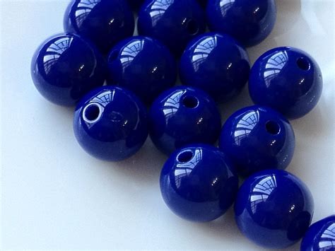 10 Mm Opaque Dark Blue Color Round Shape Candy Acrylic Beads