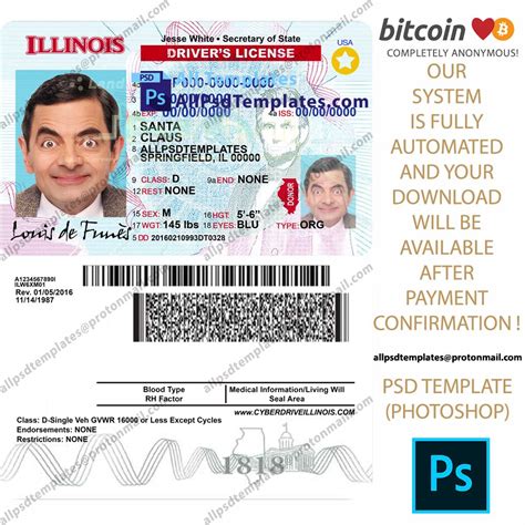 Illinois Driver License Template Drivers License Templates Psd