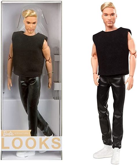 Barbie Signature Looks Ken Doll Blonde With Facial Hair Fully Posable Fashion Doll Wearing