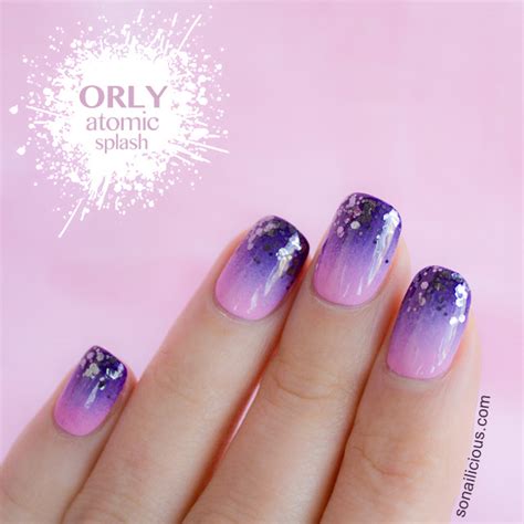 You may vary the gradient from the thumb to your pinky finger by applying different shades for each fingernail. ORLY Atomic Splash Glitter Gradient Nail Art