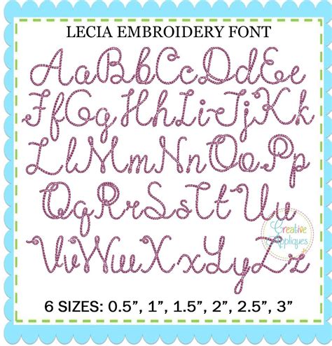 Lecia Embroidery Font Alphabet Creative Appliques Embroidery Fonts