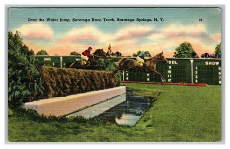 Vintage 1930s Postcard Saratoga Race Track Saratoga Springs Ny Water
