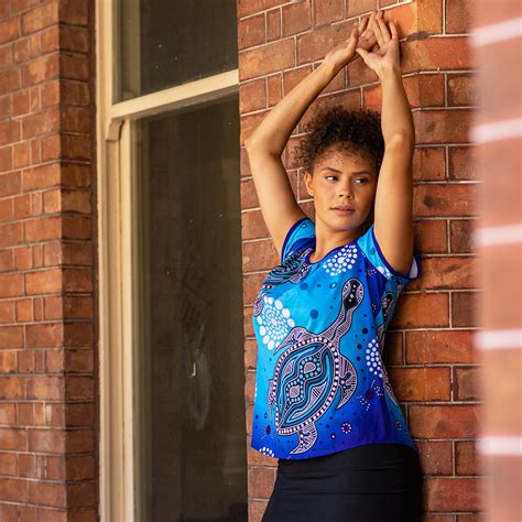 Yakan Dreaming Womens Blouse Shirt By Aboriginal Artist Kiya Watt