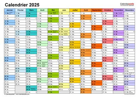 Calendrier 2025 Excel Word Et Pdf Calendarpedia