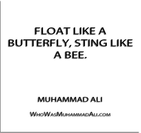 'float like a butterfly, sting like a bee': ''Float like a butterfly, sting like a bee.'' - Muhammad A ...