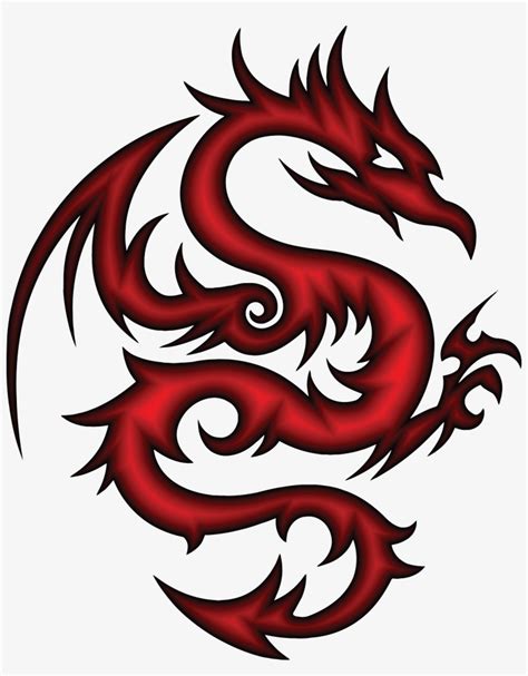 Free Clipart Of A Red Dragon In Tribal Style Tribal Dragon Svg