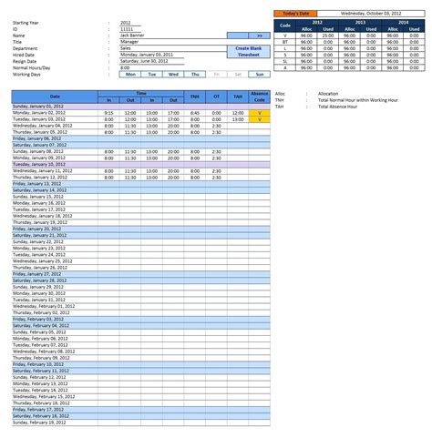 Overtime Template Excel