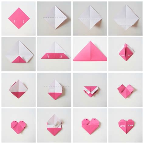 Easy Origami Heart With Message Origami Heart Message Easy Paper Craft