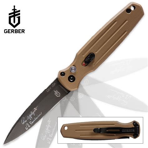 gerber mini covert automatic opening pocket knife coyote brown kennesaw cutlery